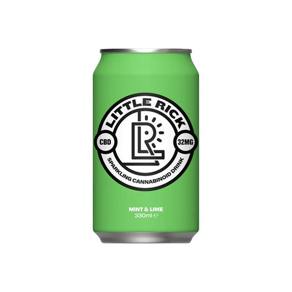 12 x Little Rick Drink 32mg CBD (+CBG) Sparkling 330ml Mint & Lime